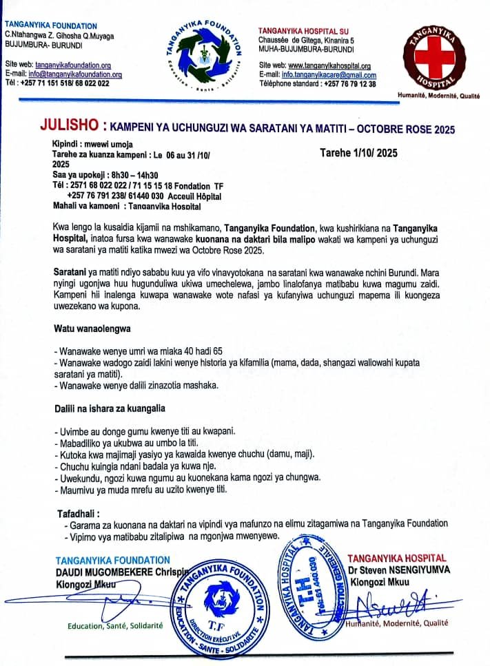 CAMPAGNE DE DEPISTAGE DU CANCER DU SEIN OCTOBRE ROSE 2025